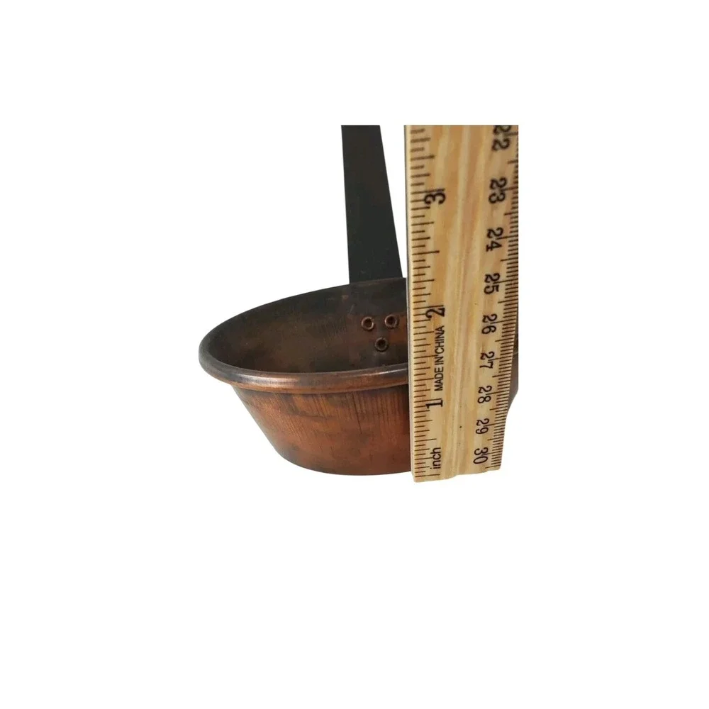 3‎ Vintage Copper & Brass Primitive Hanging Long Handle Skillet Dipper Strainer